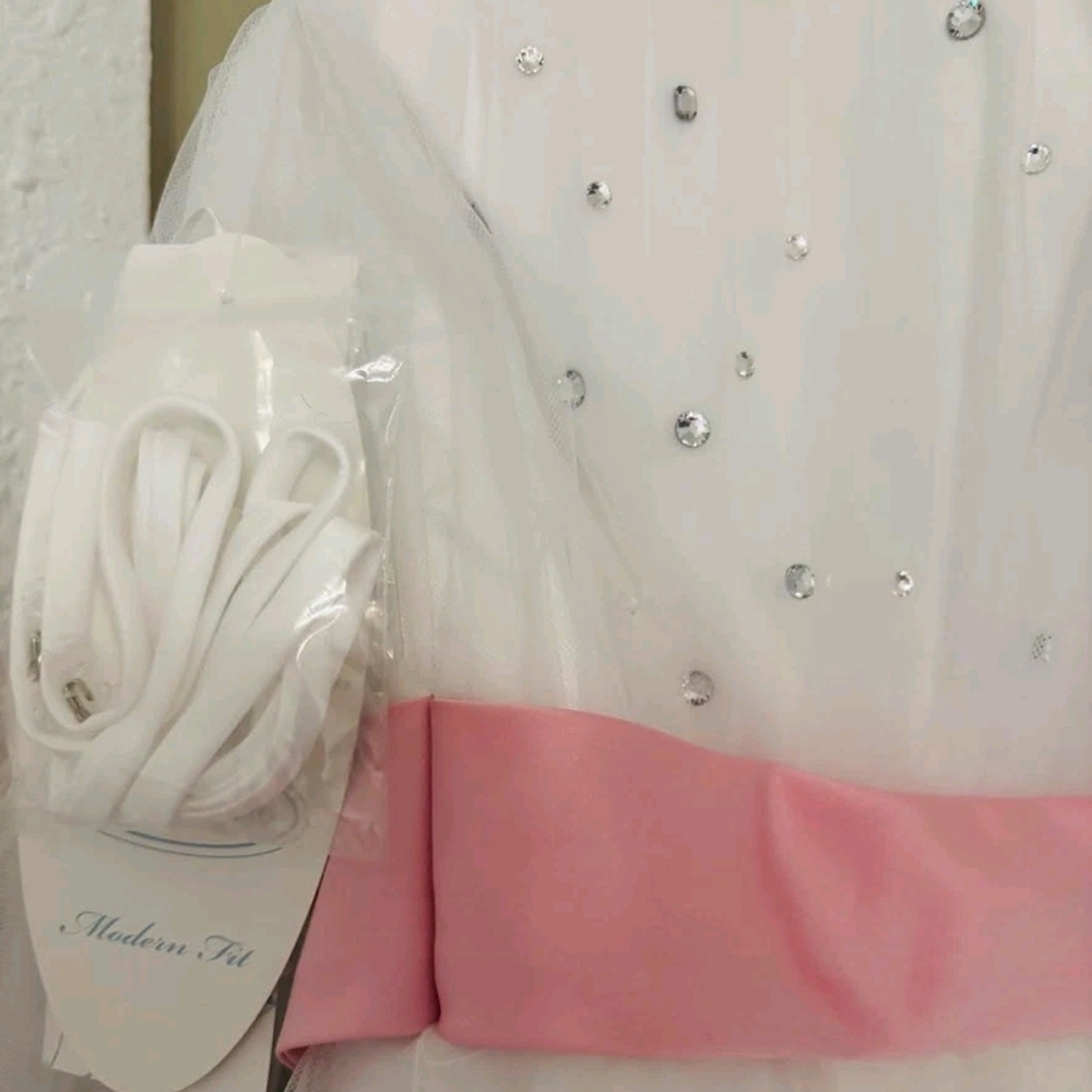 Alfred Angelo Snow White Wedding Dress with Pink Accents size 10 NWT - Picture 7 of 10